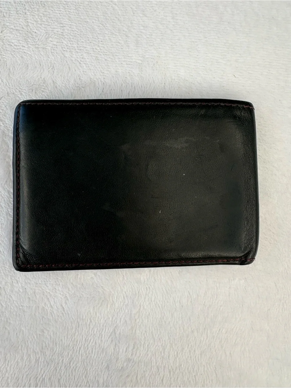 TUMI Black & Burgundy Leather Wallet